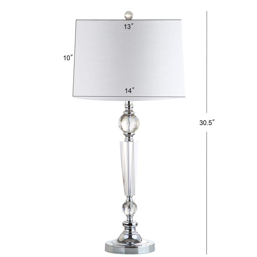 Emma 29.5" Clear Crystal Table Lamp Set with White Cotton Shade