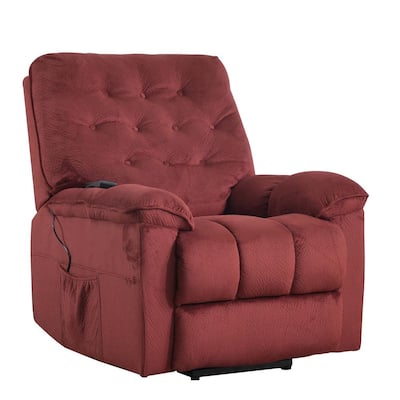 Red Color Soft Fabric Upholstery Power Lift Chair with Remote