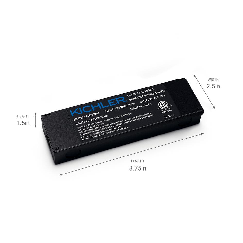 Black 24V 40W Dimmable Power Supply for Cabinet Lighting