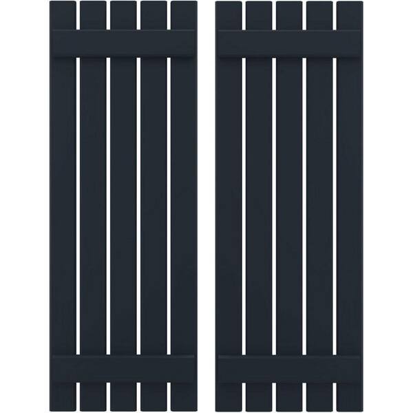 Ekena Millwork 19-1/2 in. W x 57 in. H Americraft 5-Board Exterior Real Wood Spaced Board and Batten Shutters in Starless Night Blue