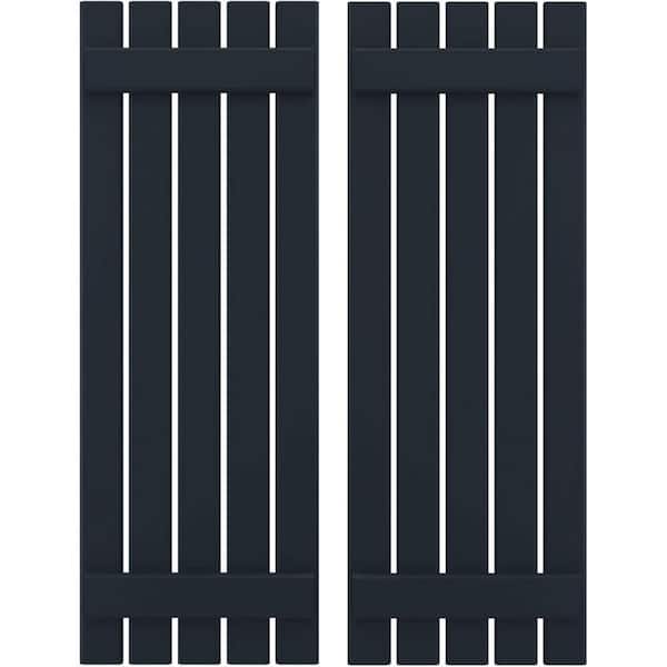 Ekena Millwork 19-1/2 in. W x 67 in. H Americraft 5-Board Exterior Real Wood Spaced Board and Batten Shutters in Starless Night Blue