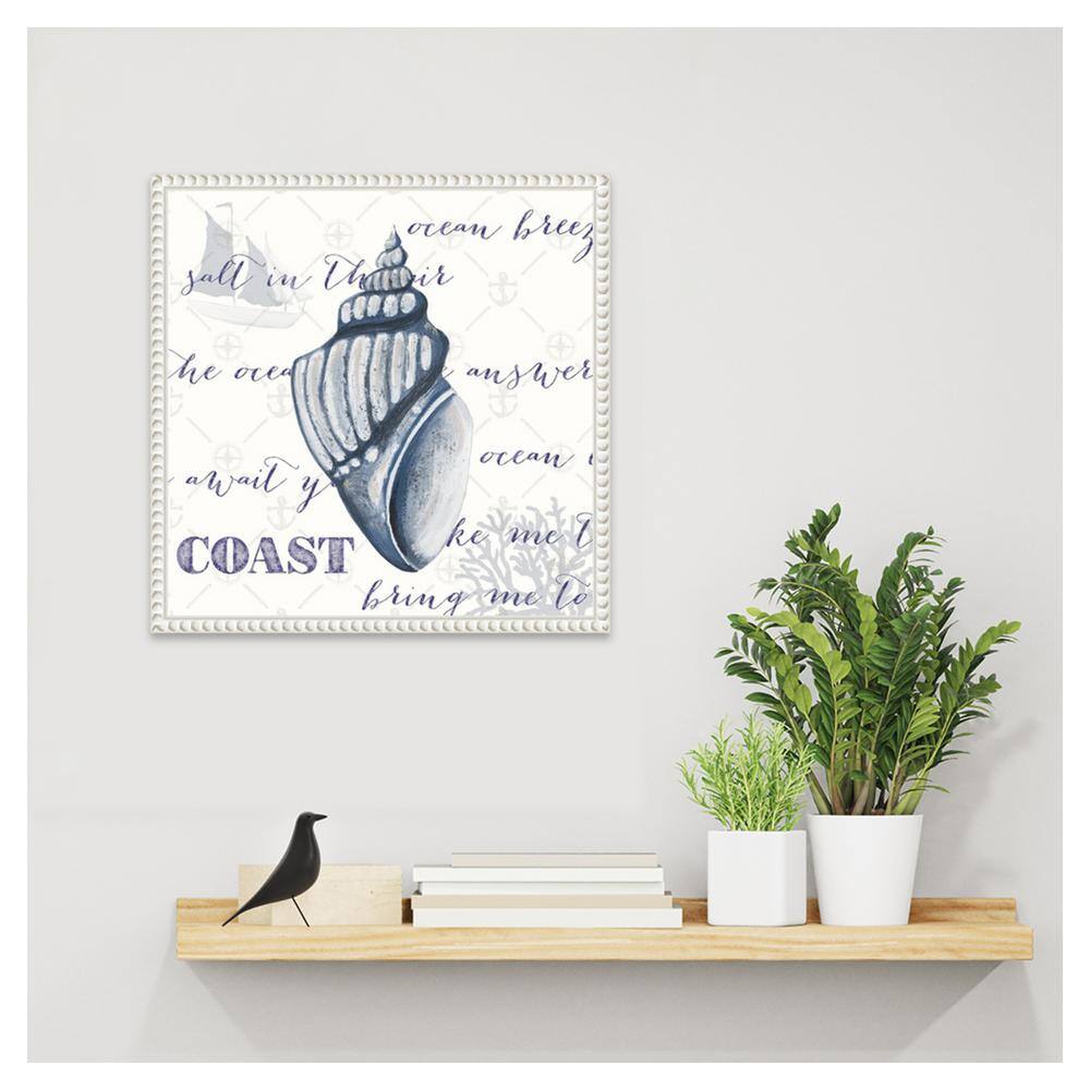 Indigo Ocean Treasures III Coastal Canvas Art with White Floater Frame