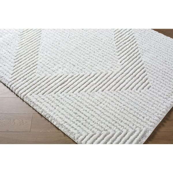 Nomadic White Modern Solid Color 7 ft. x 10 ft. Area Rug