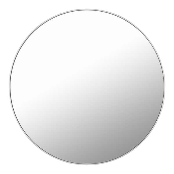 35.4 in. x 35.4 in. Extra Large Round Silver Classic Accent Mirror