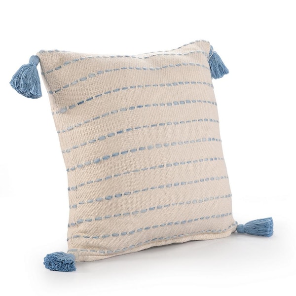 Cielle Home  Blue Irregular Striped Lumbar & Square Pillow – Ciélle Home