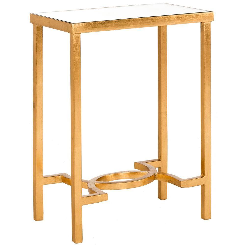 Mita Gold Leaf Mirrored Glass End Table