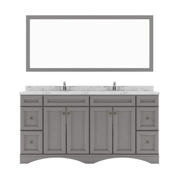 Virtu USA Talisa 72 in. W x 22 in. D x 37 in. H Double Sink Bath Vanity in Gray with Quartz Top and Mirror