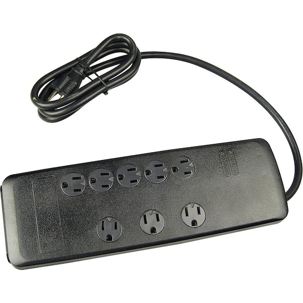6 ft. 8-Outlet 3540-Joule Surge Protector Power Strip with Sliding Safety Covers and Circuit Breaker