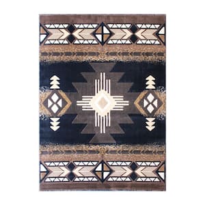 Black 5 ft. x 7 ft. Rectangle Native American Area Rug