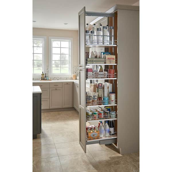 Rev-A-Shelf 8 in. Chrome Maple Solid Bottom Pantry Pullout with Soft ...