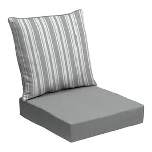 24 in. x 24 in. Oceantex Outdoor Deep Seating Outdoor Lounge Chair Cushion Set Pebble Grey Stripe