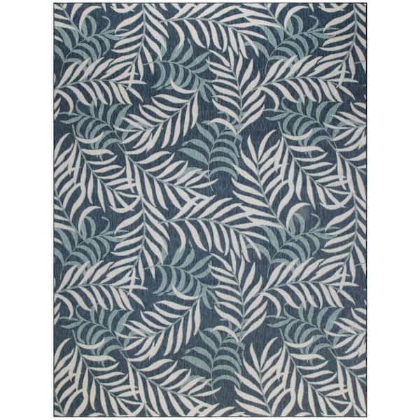Nourison Garden Oasis Navy 9 ft. x 12 ft. Nature-inspired Contemporary Area Rug