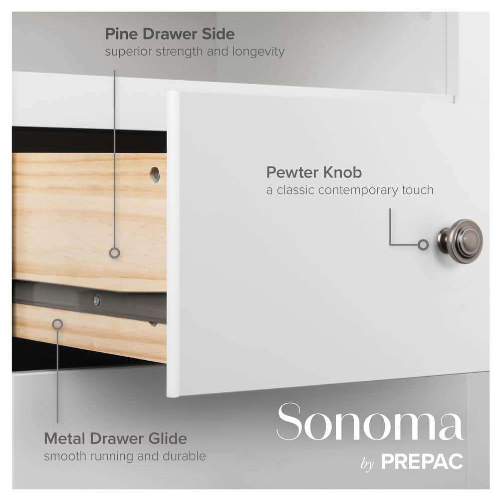White Double 8-Drawer Horizontal Dresser with Deep Drawers