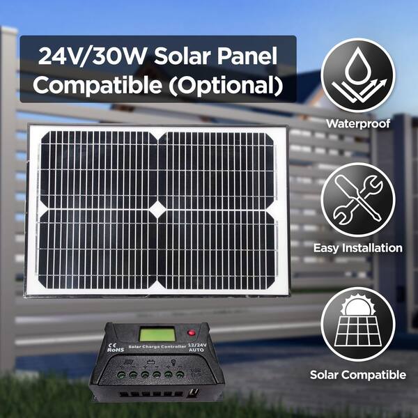 ALEKO 10-ft Single Swing Universal Battery Driveway Gate Opener Kit (Solar Compatible)