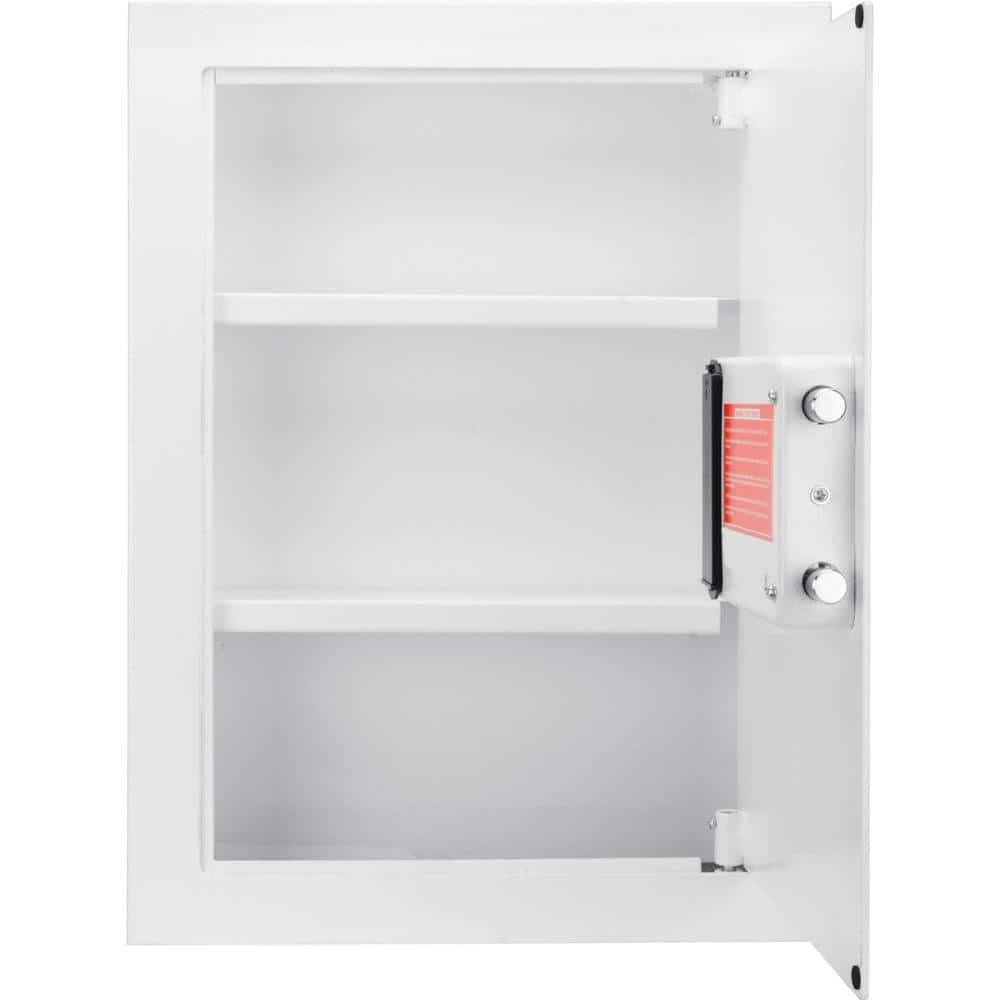 White Steel Biometric Fingerprint Wall Safe with Batteries