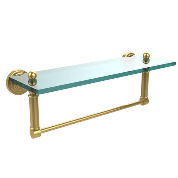 Allied Brass Waverly Place 16 in. L x in. H x in. W Clear Glass  Bathroom Shelf with Towel Bar in Polished Brass WP-1TB/16-PB The Home  Depot