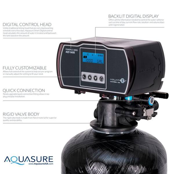 Aquasure Whole House Filtration With 48 000 Grain Water Softener Reverse Osmosis System And Sediment Gac Pre Filter As Whf48d The Home Depot