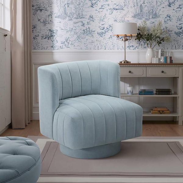 Hugo Textured Upholstery Aqua Blue Swivel Arm Chair