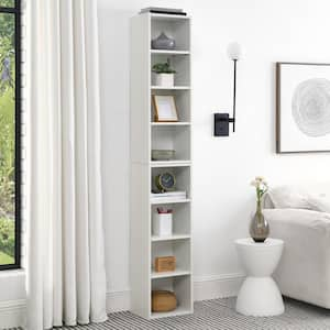 8-Tier Pantry Organizer with Adjustable Shelves, Media Tower Rack, Slim Storage Cabinet, Tall Narrow Bookcase-White