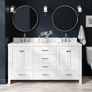 Cambridge 66 in. W x 21.5 in. D x 34.5 in. H Double Freestanding Bath Vanity Cabinet without Top in White