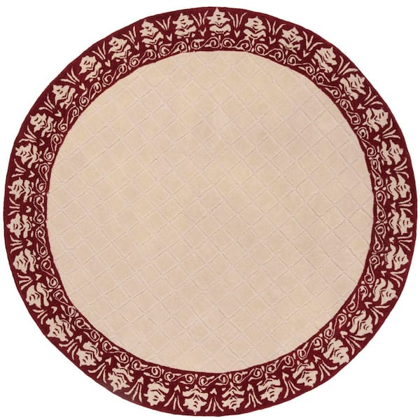 Total Performance 6 ft. x 6 ft. Round Red Diamond Border Area Rug
