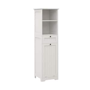 15.74 in. W x 13.77 in. D x 55.11 in. H Bathroom Storage Cabinet with 1-Drawer, Tilt-Out Laundry Sorter Cabinet, White