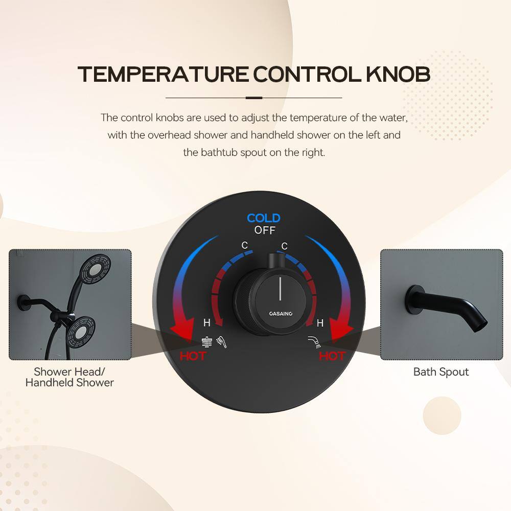 Matte Black Dual Head Rain and Mist Shower Faucet Set
