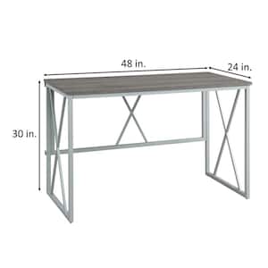 Collapsible 48 in. W Rectangular Weathered Wood and Satin Nickel Writing Desk