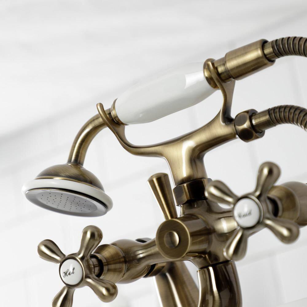 Antique Brass Deck Mount Clawfoot Tub Faucet with Hand Shower