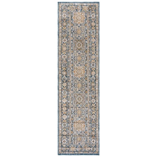 Finley 2 ft. x 10 ft. Blue/Beige Tribal Runner Rug