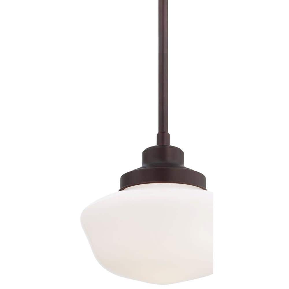 Elegant Brushed Bronze Pendant Light with Opal Glass Shade