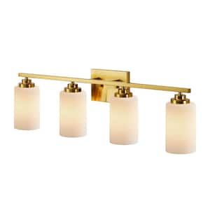 30 in. 4-Light Antique Brass Vanity Light with Frosted Glass Shade