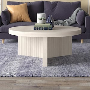 Holm 36 in. Alder White Round MDF Top Coffee Table
