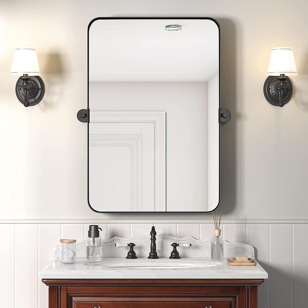 KOHROS 28 in. x 18 in. Modern Rectangle Framed Decorative Mirror ...