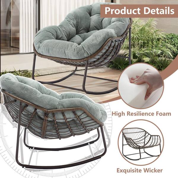 HOMEFUN Deluxe Oversized Patio Steel Rattan Wicker Padded