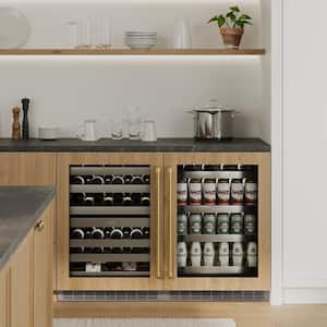 Autograph Edition Touchstone 24 in. Single Zone 151-Can Panel Ready Beverage Fridge w/ Glass Door and Champagne Bronze