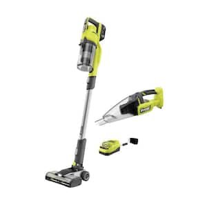 ONE+ 18V Cordless Stick Vacuum Cleaner Kit w/ 4.0 Ah Battery, Charger, & ONE+ 18V Cordless Multi-Surface Handheld Vacuum