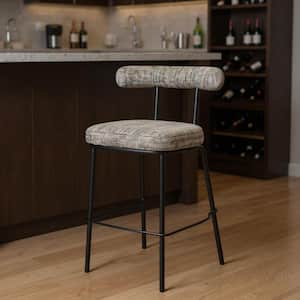 39.60 in. H Green, Black Bar Height Metal Bar Stool with Upholstered Seat