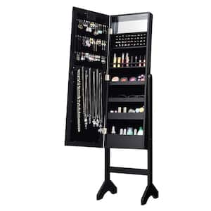 Black MDF Jewelry Cabinet Organizer with 18 LED lights