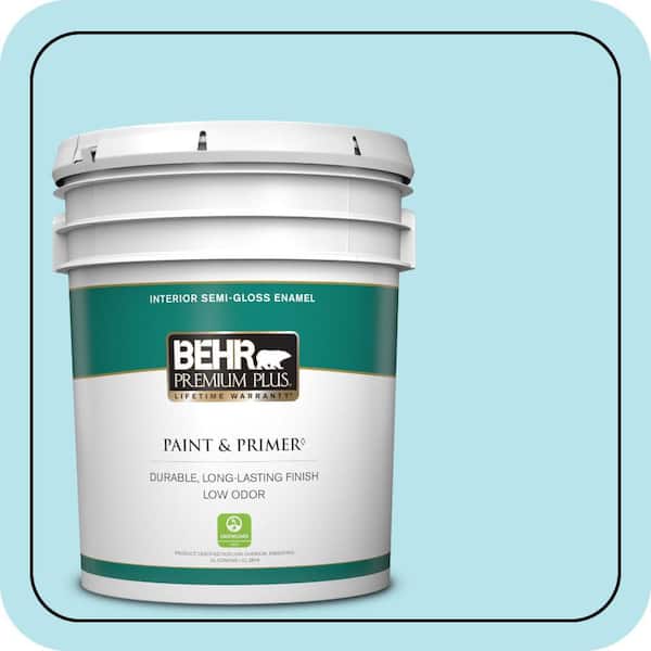 BEHR PREMIUM PLUS 5 gal. #510A-3 Fresh Water Semi-Gloss Enamel Low Odor Interior Paint & Primer