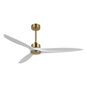 60 in. 3 Blades Indoor Ceiling Fan in Gold and White with Remote