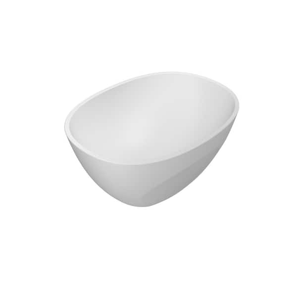 JACUZZI CONTENTO 16 in . Oval Vessel Bathroom Sink in White Matte Luxecast Solid Surface