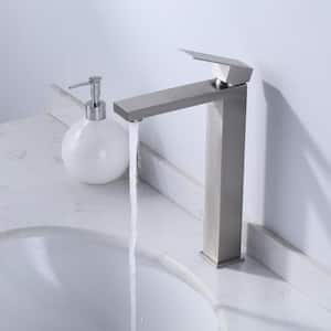 Single Handle Single Hole Bathroom Faucet with Drain Kit and Supply Lines included in Brushed Nickel