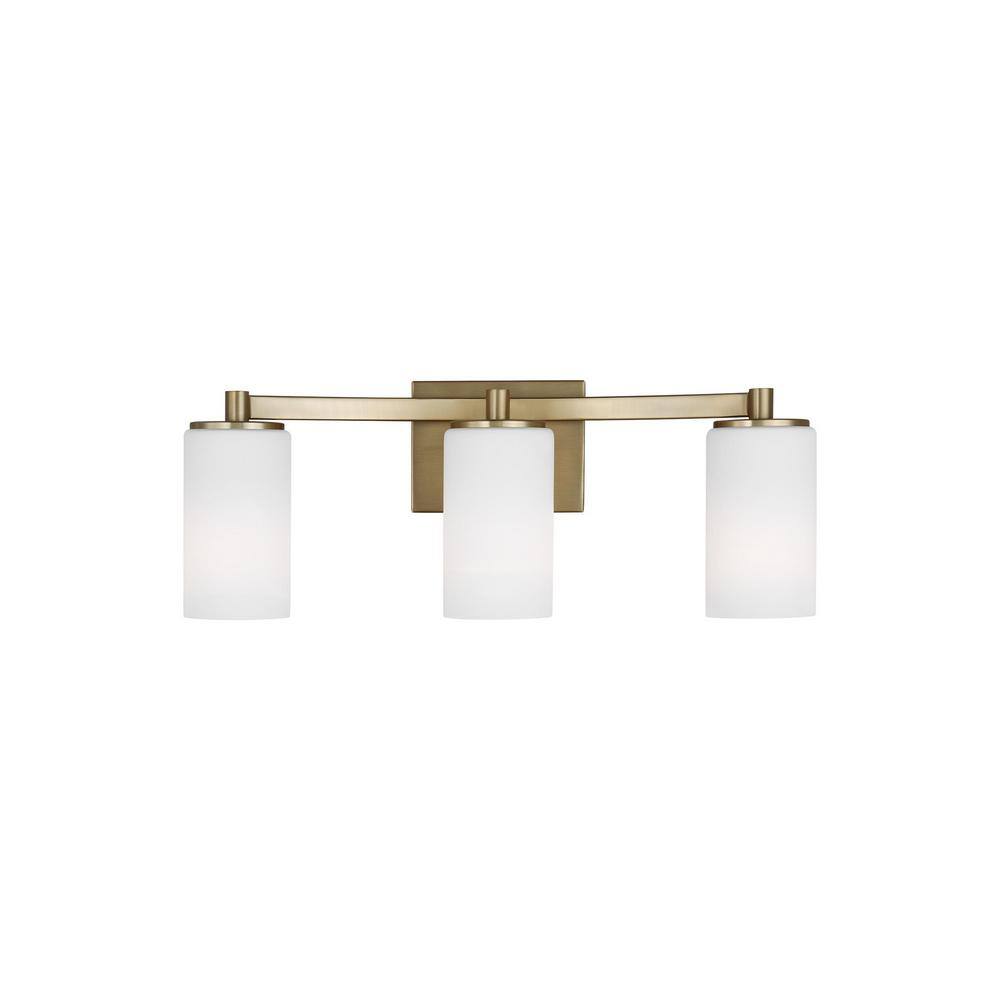 Satin Brass 3-Light Dimmable Bath Vanity Fixture