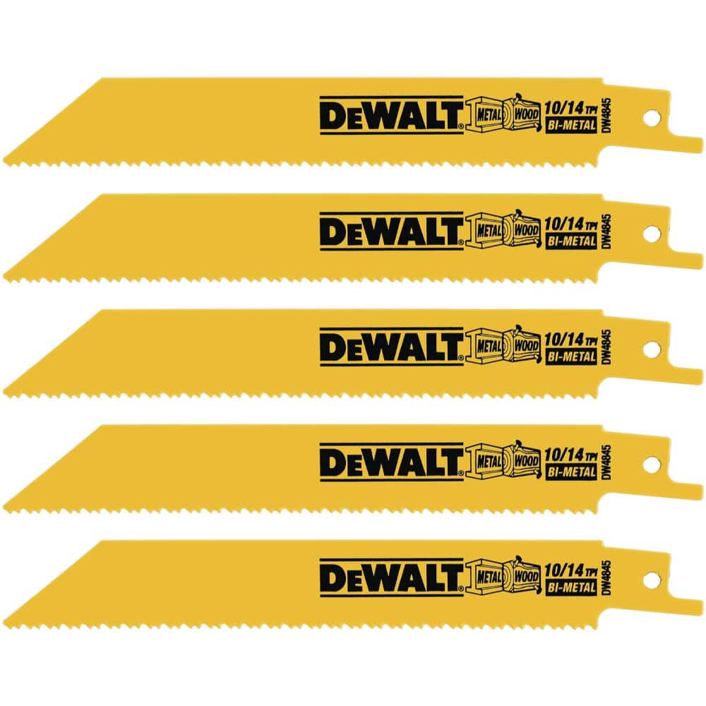 DEWALT 6 in. 10/14 TPI Straight Back Bi Metal Reciprocating Saw Blade