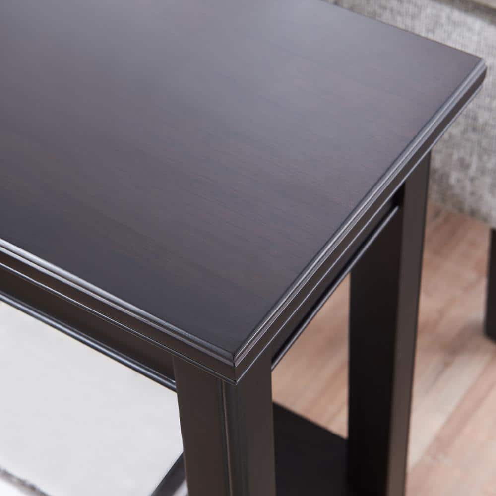 Laurent 12 in. Chocolate Cherry Rectangle Solid Wood Narrow End Table with Shelf - thumbnail 10