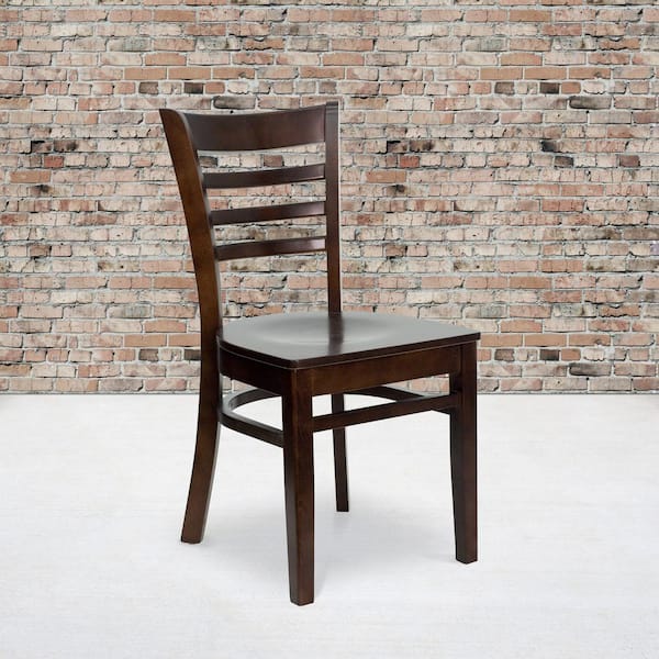 Walnut Wood Seat/Walnut Wood Frame Restaurant Chairs (Set of 2)
