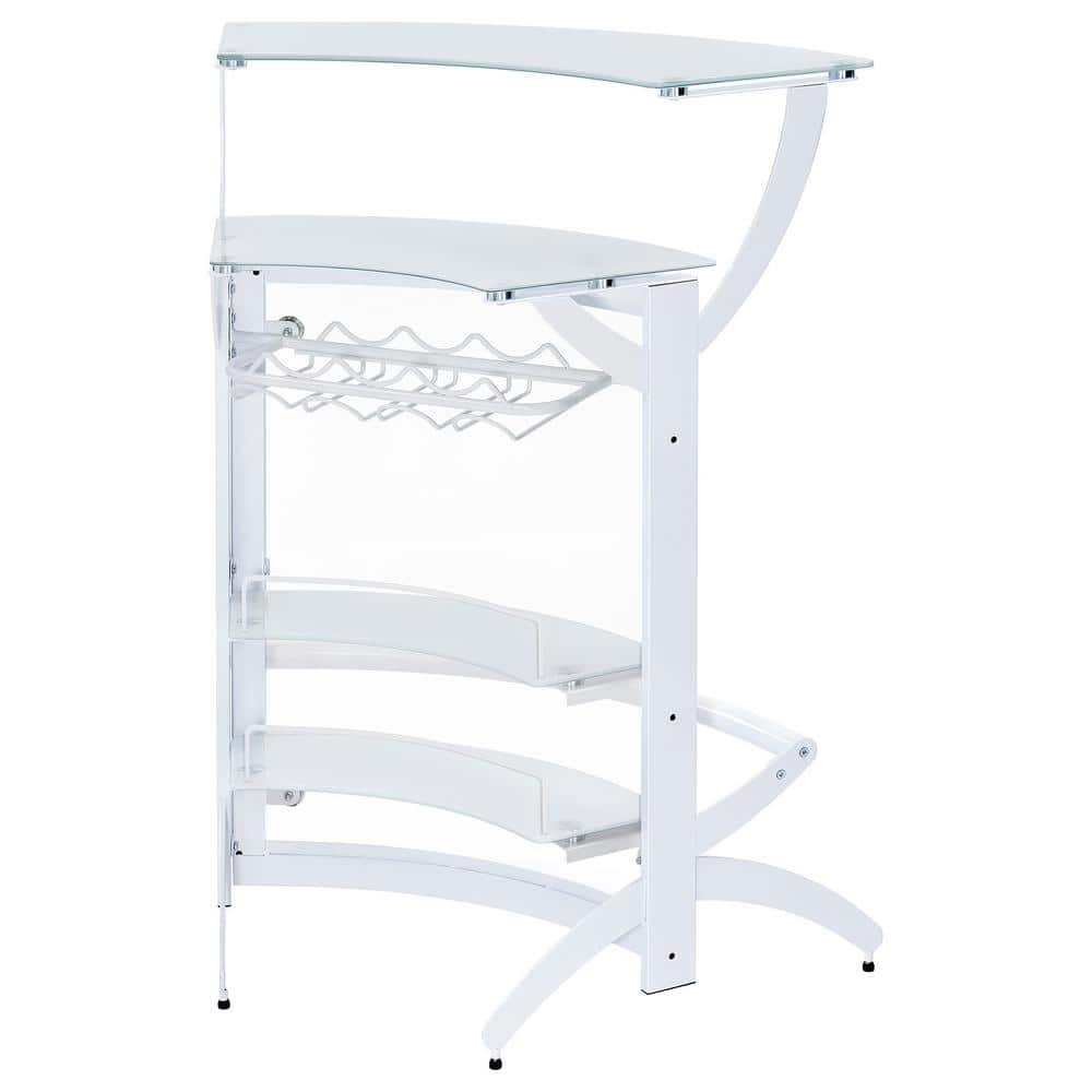 White Acrylic and Glass Half Circle Home Bar