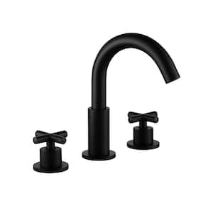2-Handle 8-In Widespread High-Arc Bathroom Faucet in Matte Black