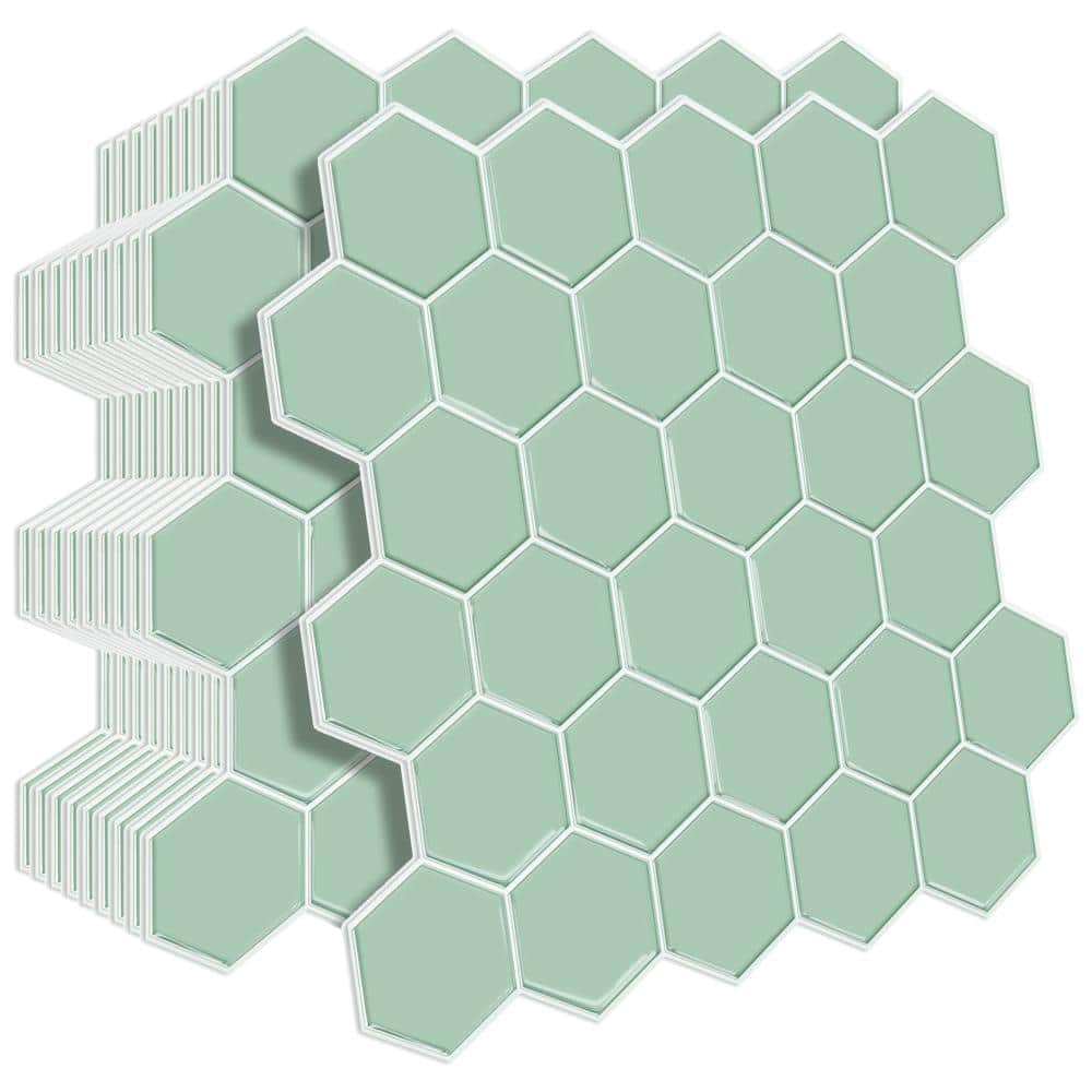 Sage Green Hexagon Peel & Stick Wall Tiles 11.8 in. x 11.8 in. Self-Adhesive Vinyl Tile for Kitchen, Bathroom (10-Pack) price history on PriceWatchPro